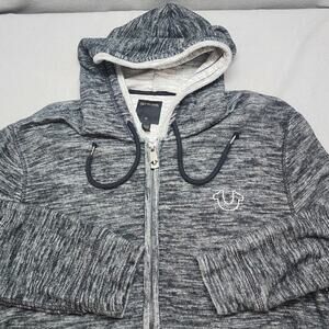 True Religion Full Zip Hoodie Gray Men's Size XL Vintage Jacket